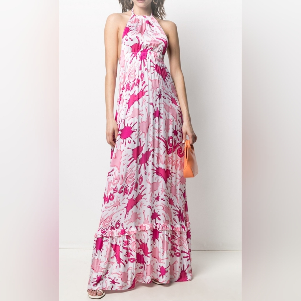 Love Moschino long dress - allover hearts and "splash" logo print - Picture 6 of 9